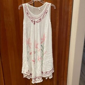 Floral Embroidered Sleeveless Dress, Bathing Suit Cover Up, Made in India